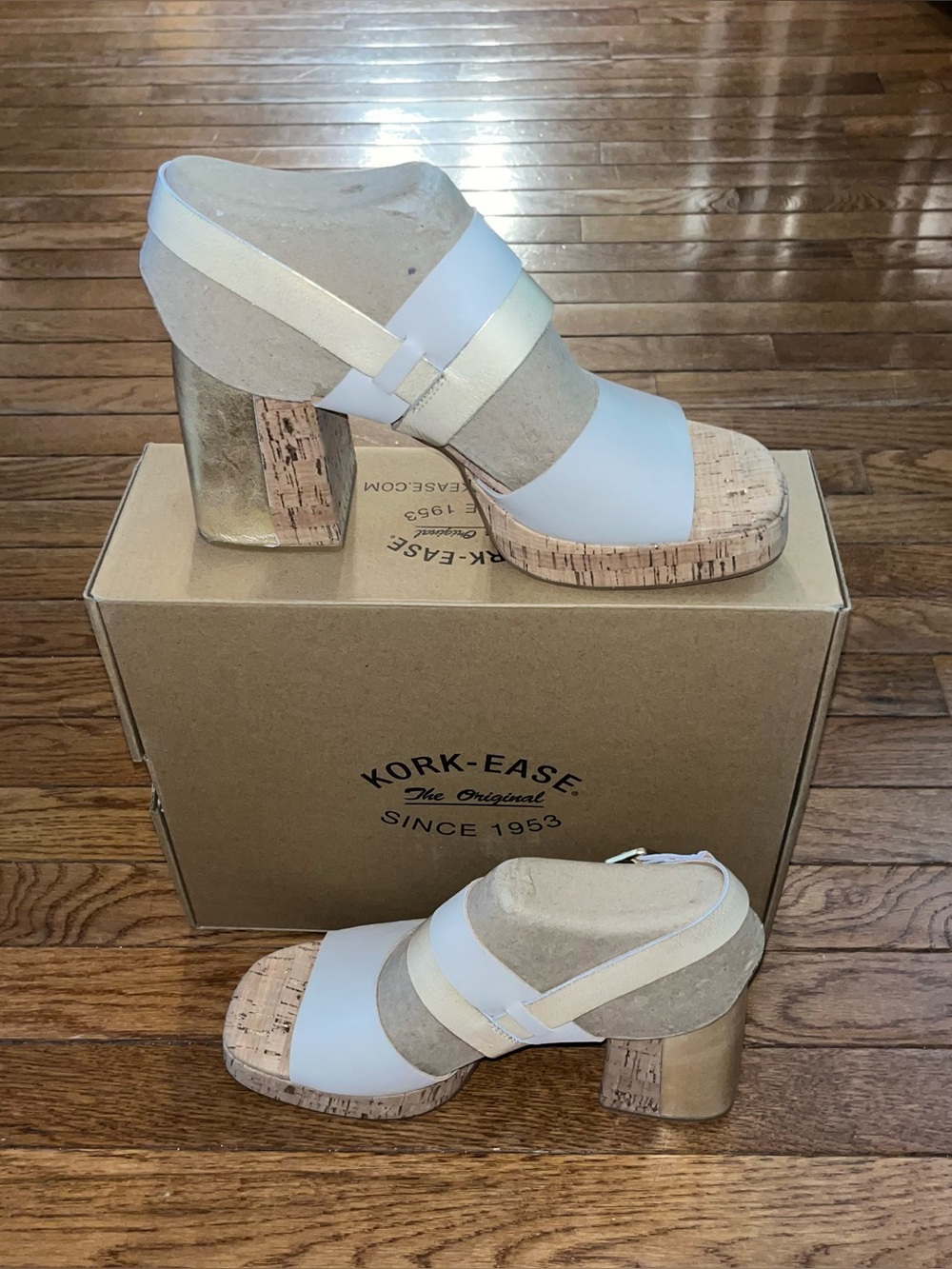 Kork-Ease Maxi Sandal Platform & Cork Natural Combo Cream, Tan & Gold Women’s 10 - Picture 4 of 12